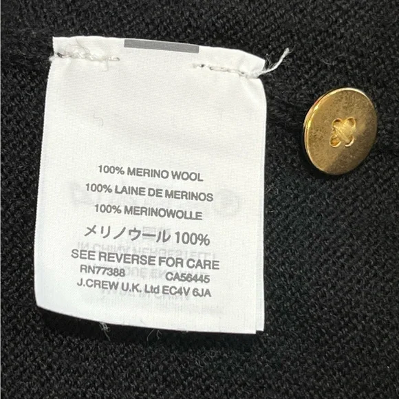 J.Crew Merino Wool Black Cardigan Sweater Women’s Size S Gold Button Pockets - Picture 7 of 7